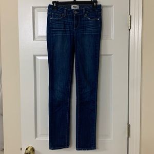 Straight leg Paige jeans.  Distressed hems.  Barley worn